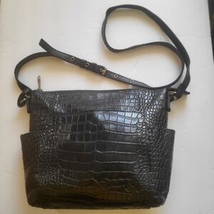 Patricia Nash Black Croc-Embossed Satchel